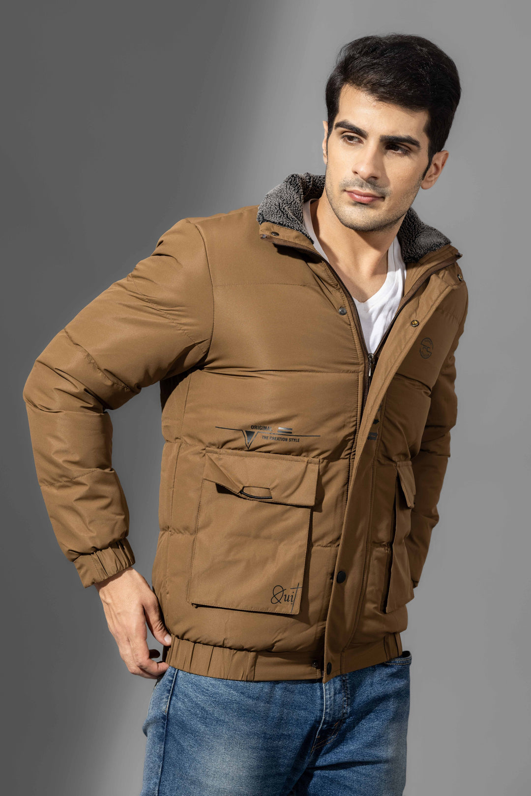 Brown Winter Jacket with Fur