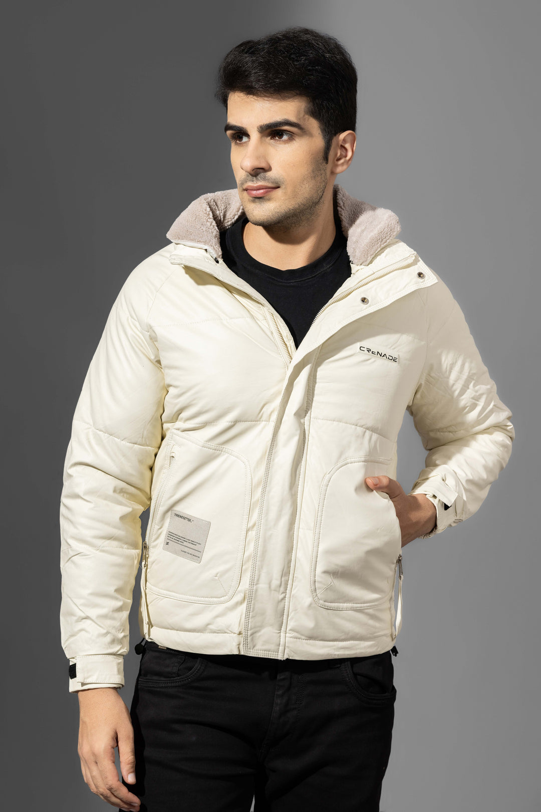 Cream Winter Jacket with Fur