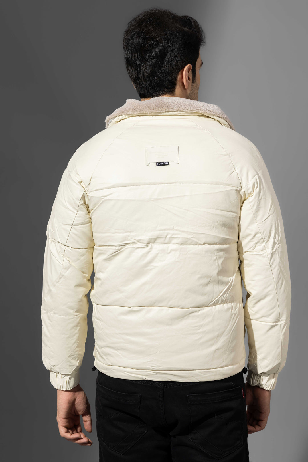 Cream Winter Jacket with Fur