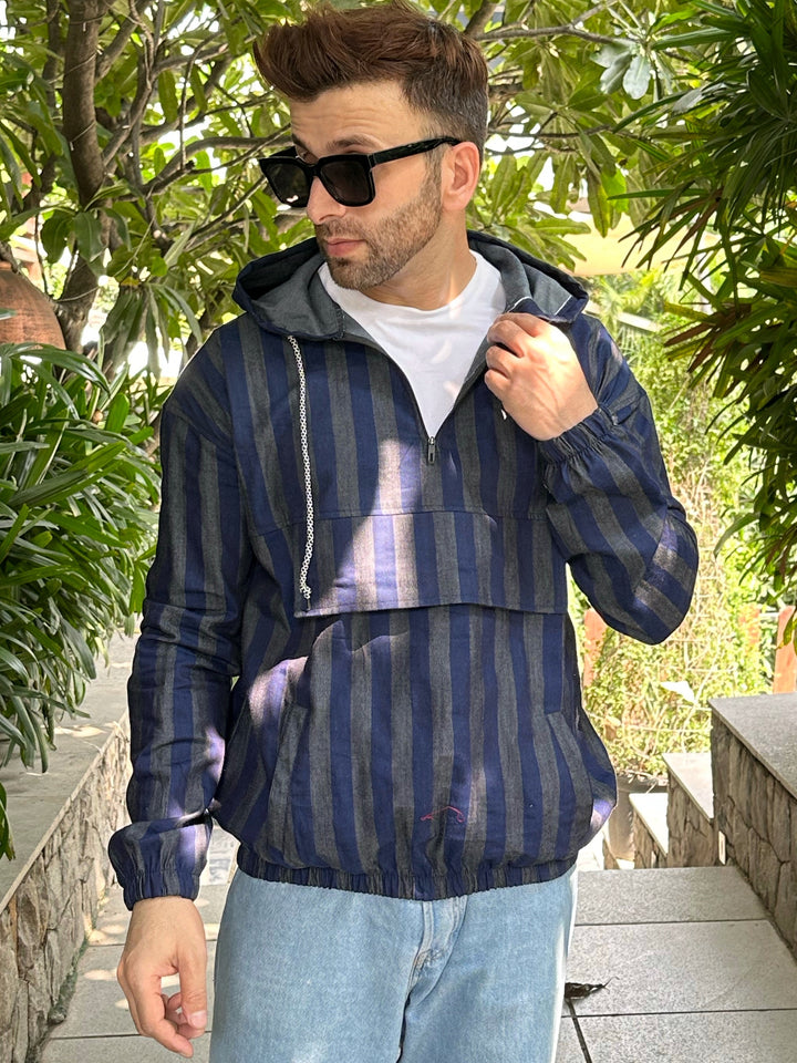 Blue Denim Oversized Zipper Hoodie