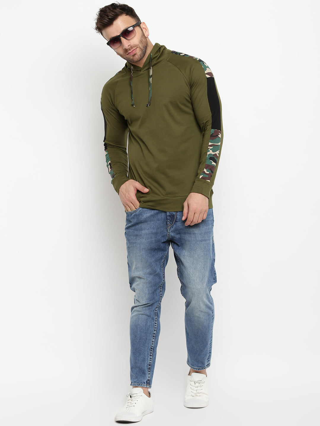 Olive Camouflage Hooded T-Shirt