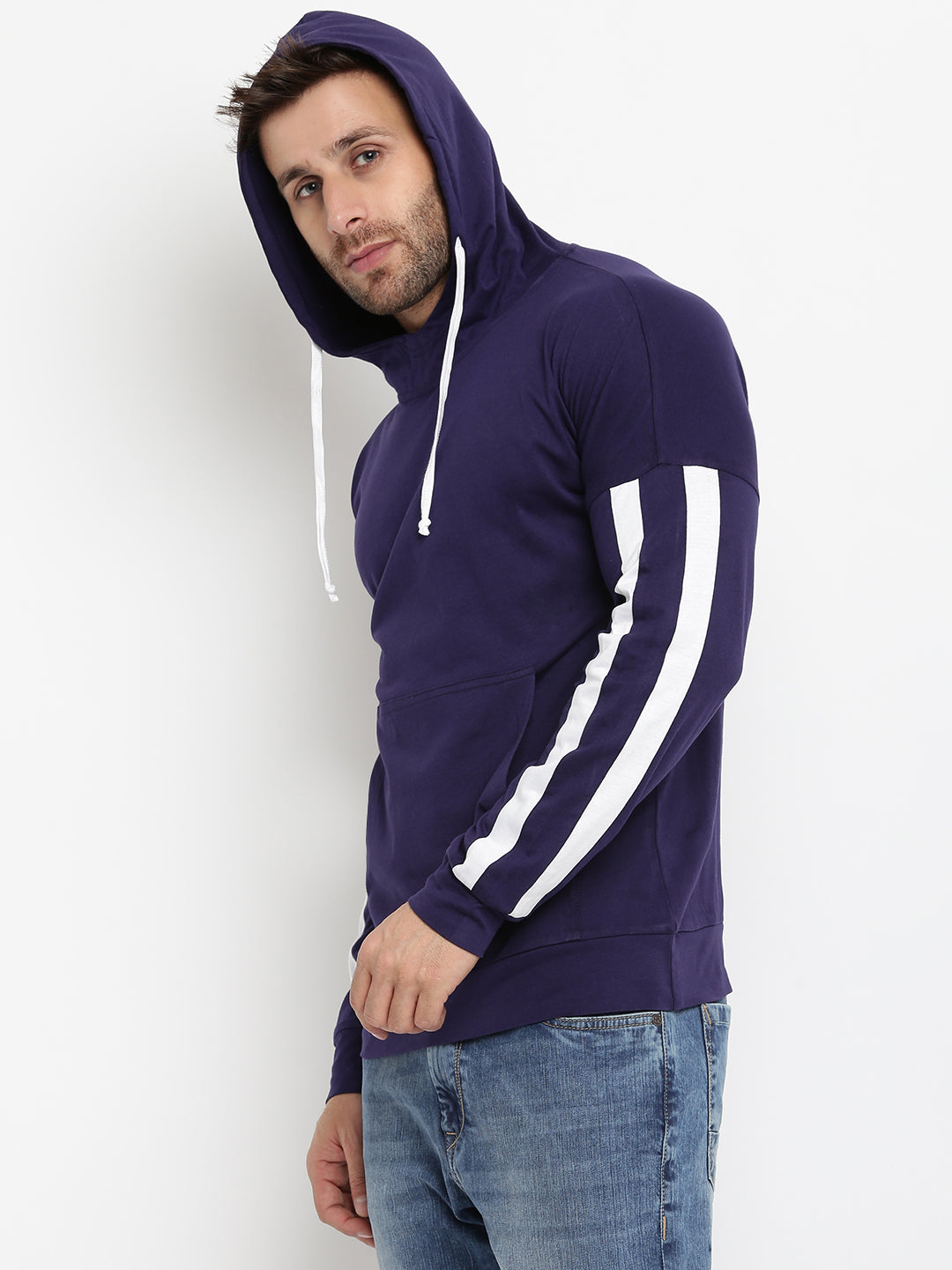 Navy Stripe Hooded T-Shirt