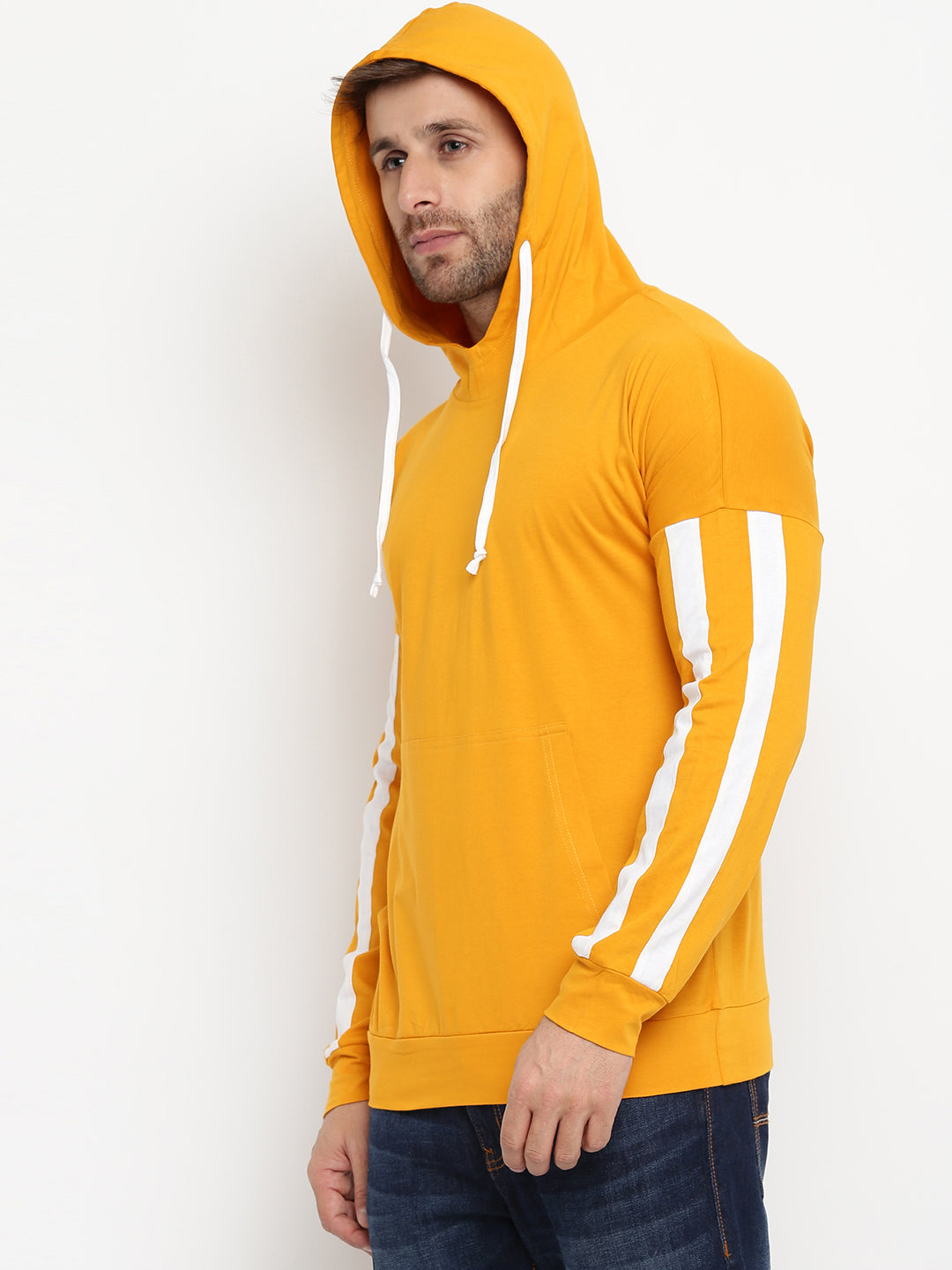 Yellow Stripe Hooded T-Shirt