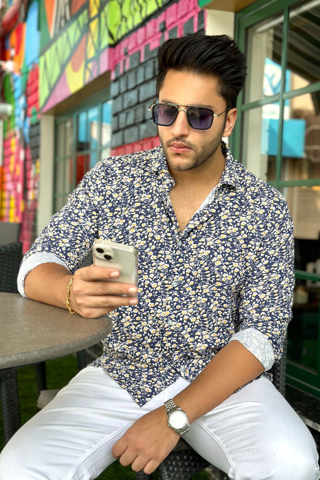 Full Sleeve Navy Floral  Shirt
