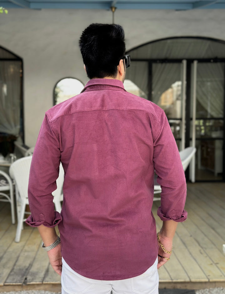 Corduroy Super Warm Maroon  Pocket Shirt