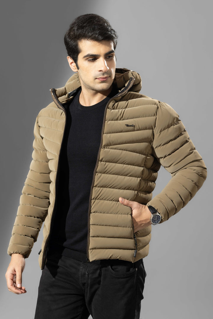 Brown Men Puffer Winter Jacket