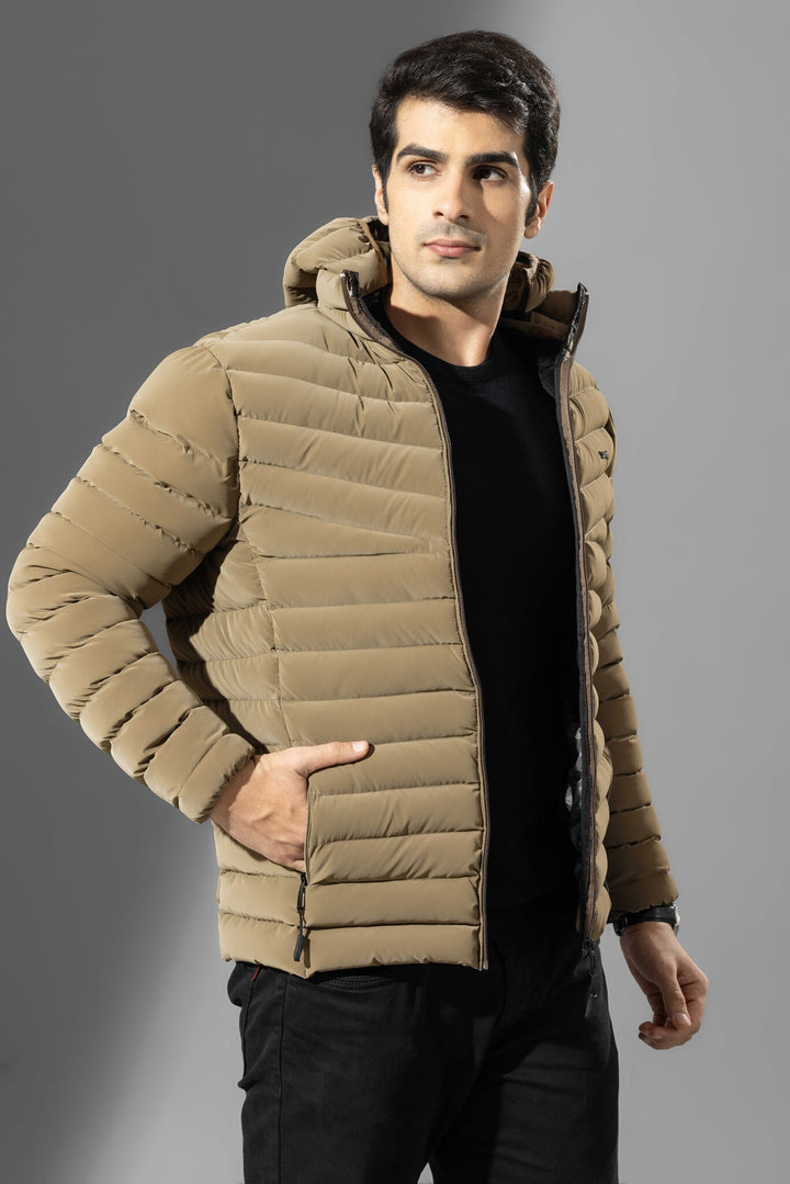 Brown Men Puffer Winter Jacket