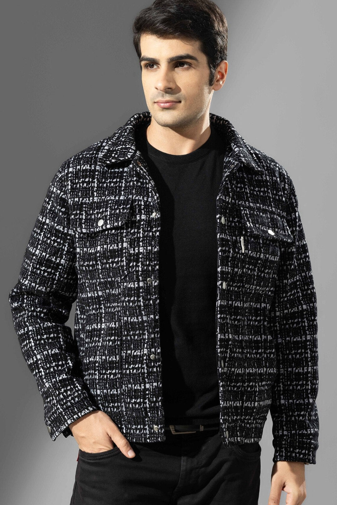 Black Check Heavy Winter Overshirt