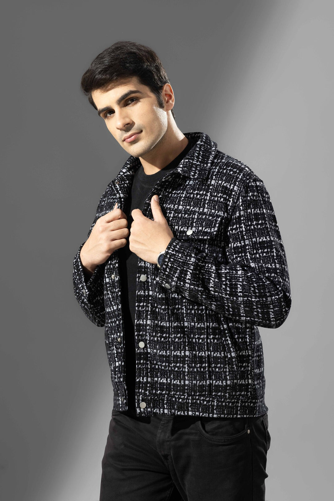 Black Check Heavy Winter Overshirt