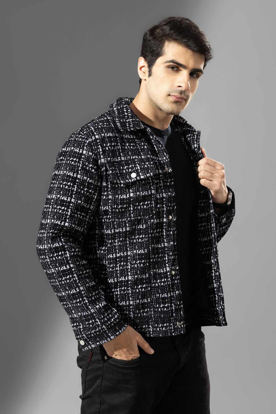 Black Check Heavy Winter Overshirt