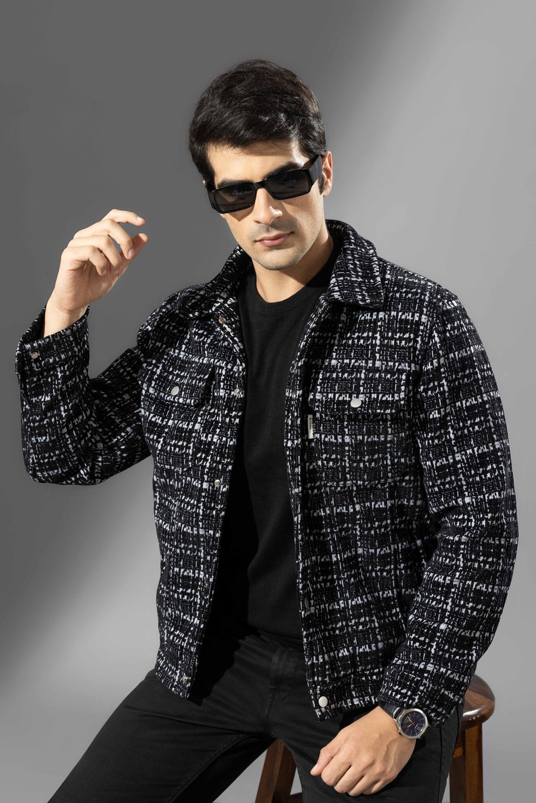 Black Check Heavy Winter Overshirt