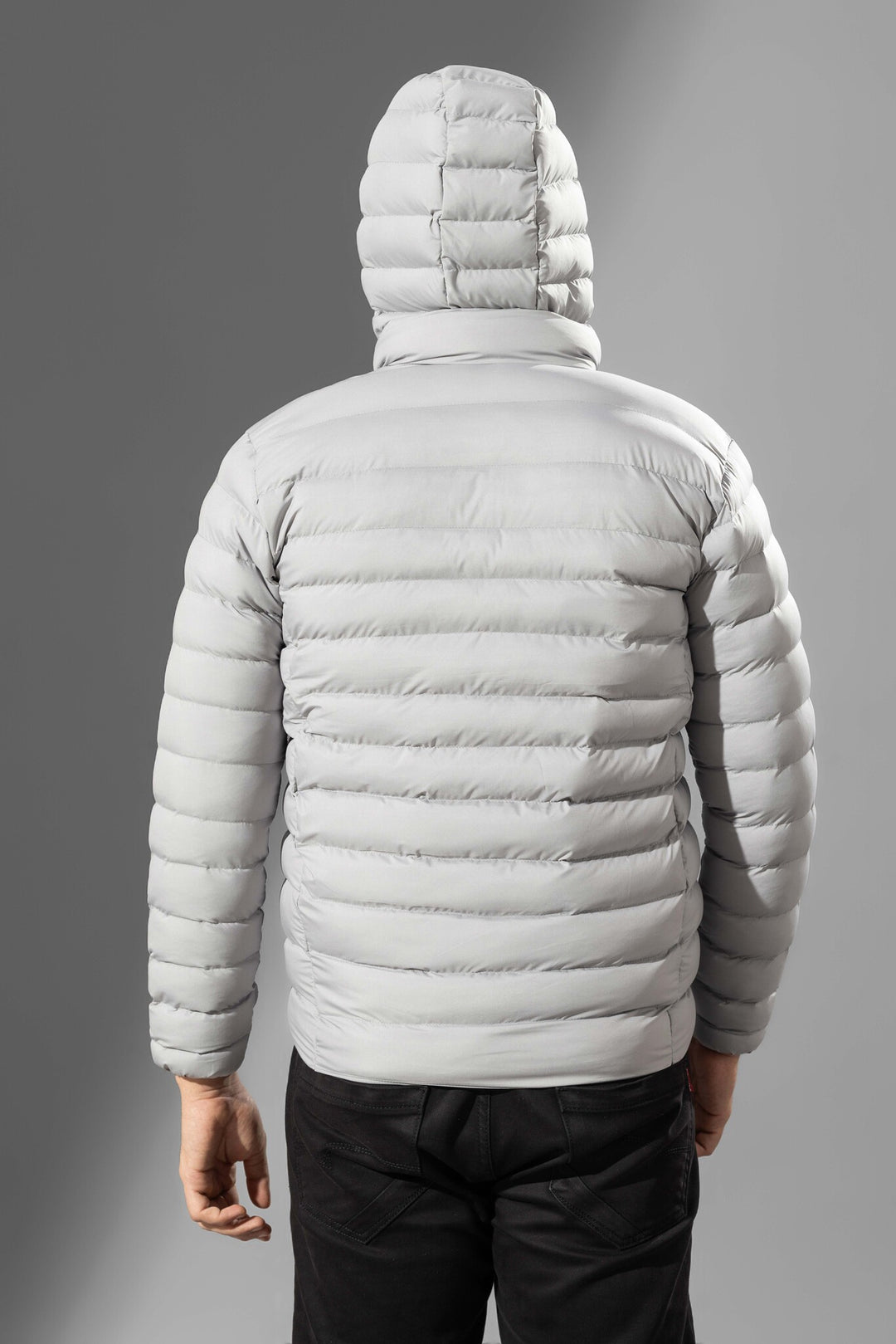 Grey Puffer Jacket Full Sleeve Jacket with detachable hood