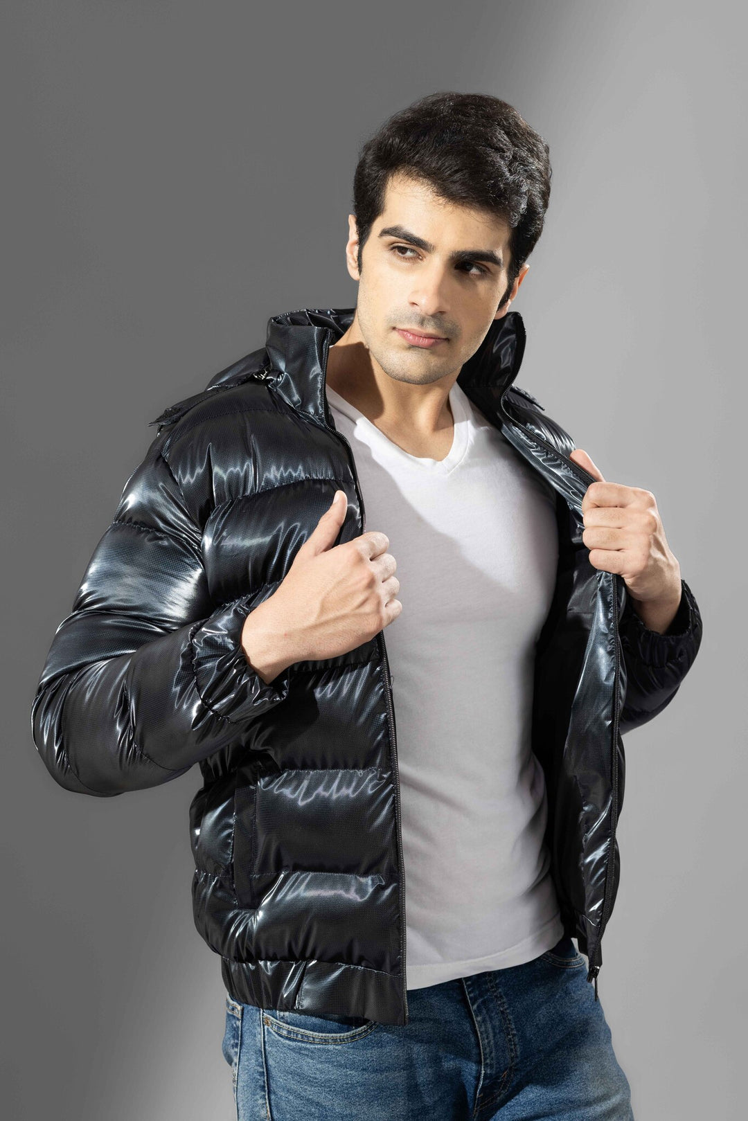 Black  Heavy Puffer Jacket with hood