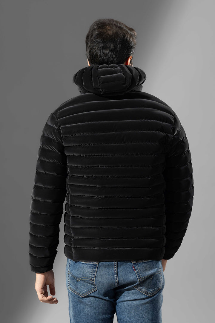 Black Men Heavy Puffer Winter Jacket with hood