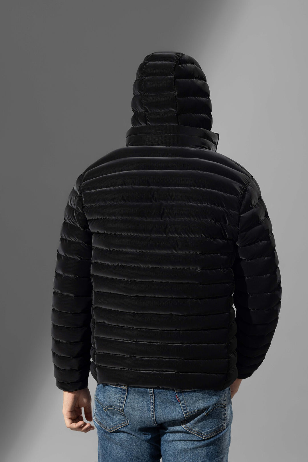 Black Men Heavy Puffer Winter Jacket with hood