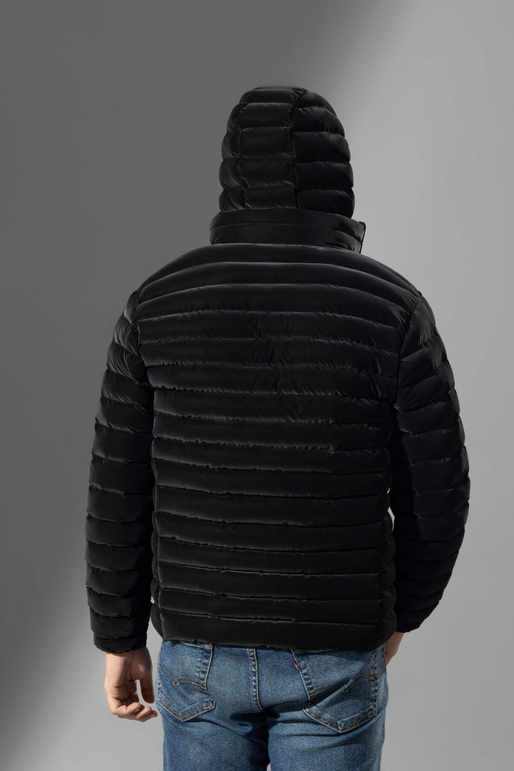 Black Men Heavy Puffer Winter Jacket with hood
