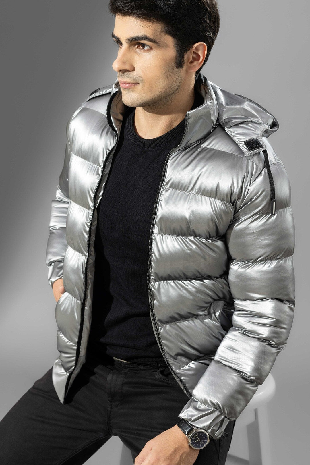 Silver Men Winter Heavy Jacket