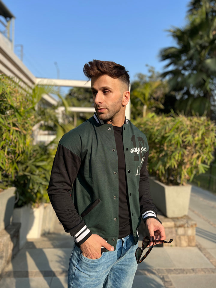 Varsity Dark Green Black Sanity Jacket