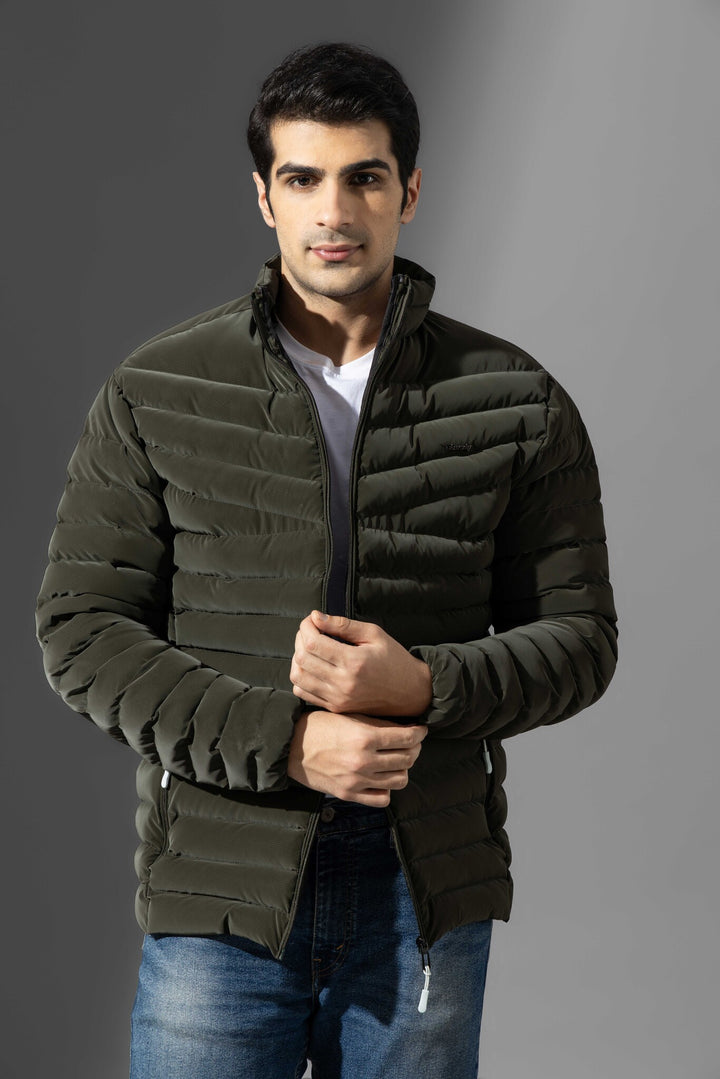 Olive Full Sleeve Heavy Winter Puffer Jacket