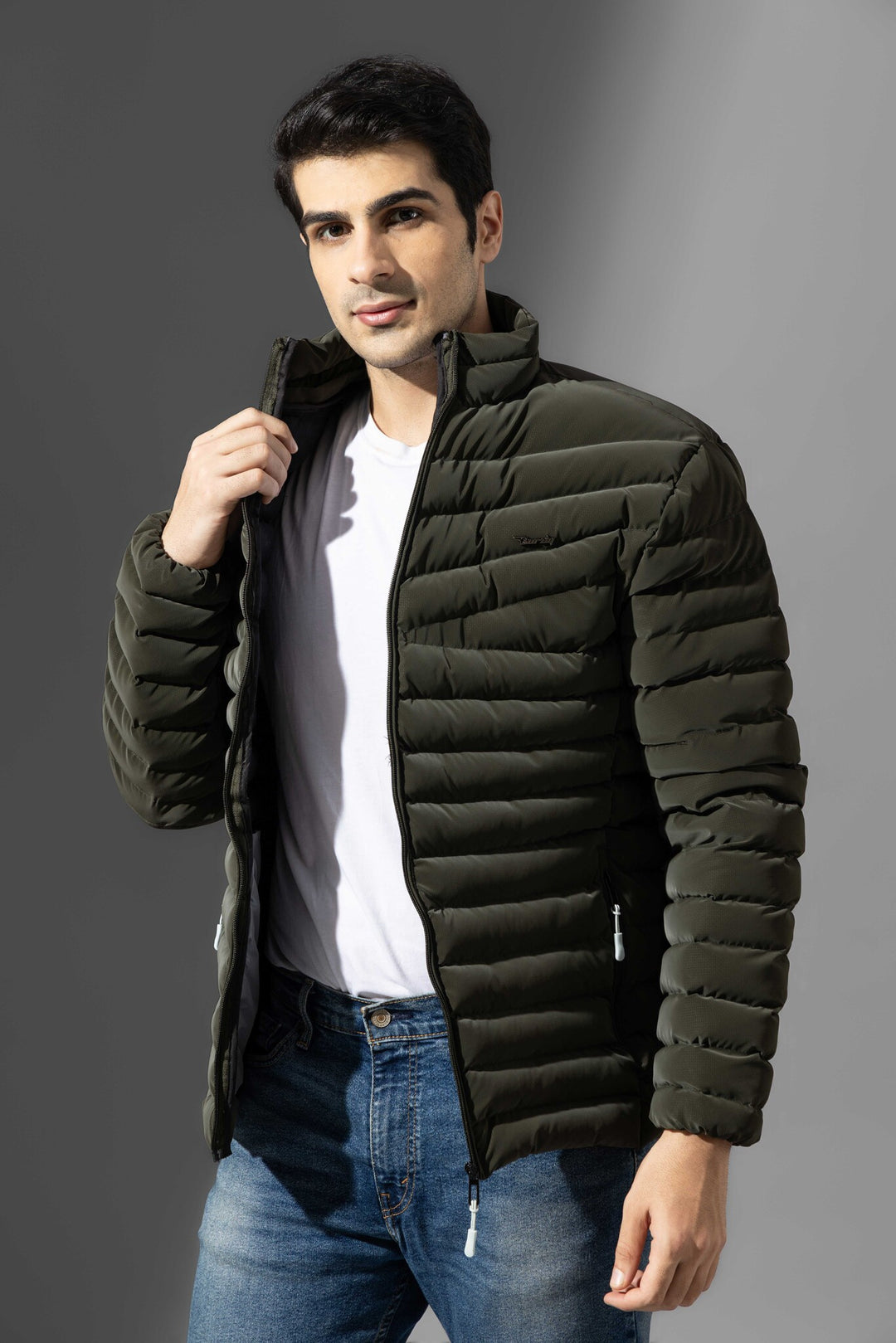 Olive Full Sleeve Heavy Winter Puffer Jacket