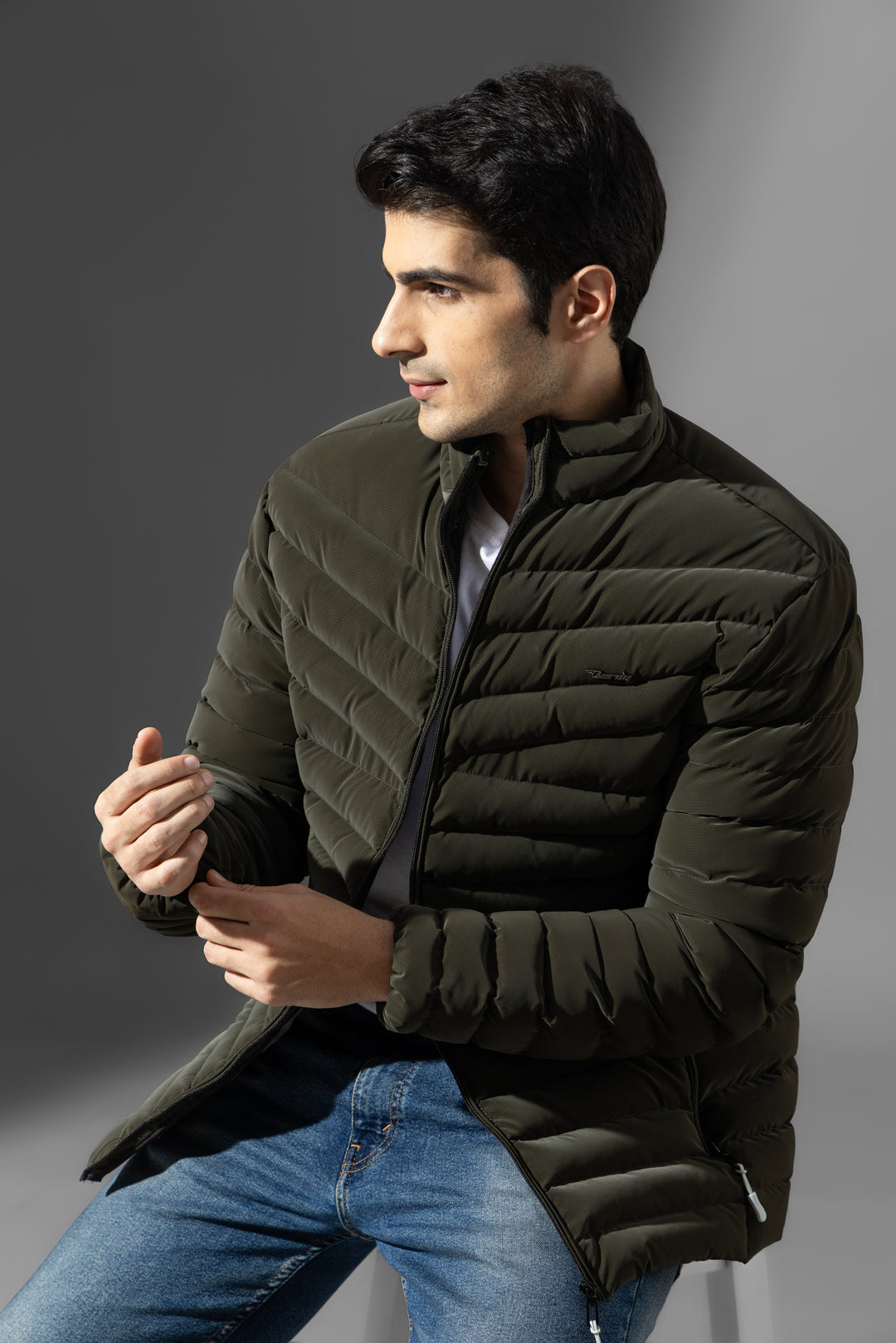Olive Full Sleeve Heavy Winter Puffer Jacket