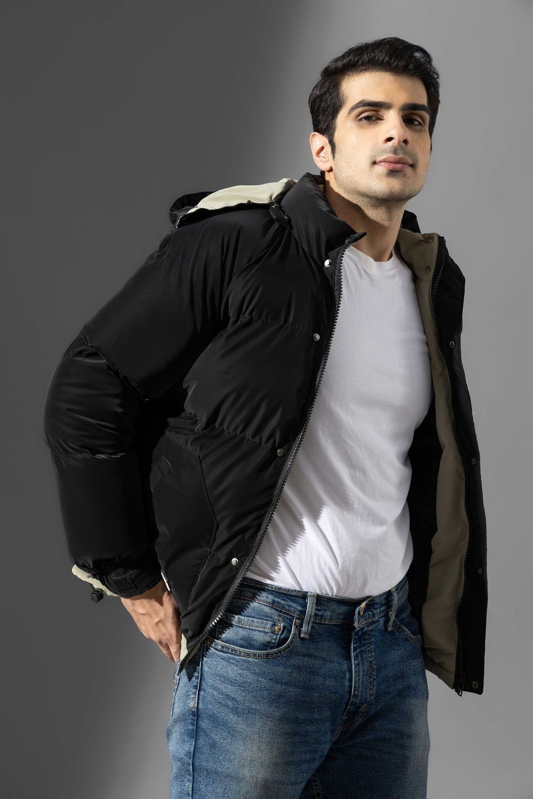 Black Men Hooded Heavy Winter Jacket