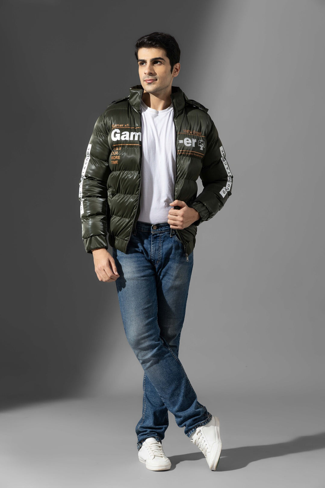 Olive Men Hooded Heavy Winter Jacket