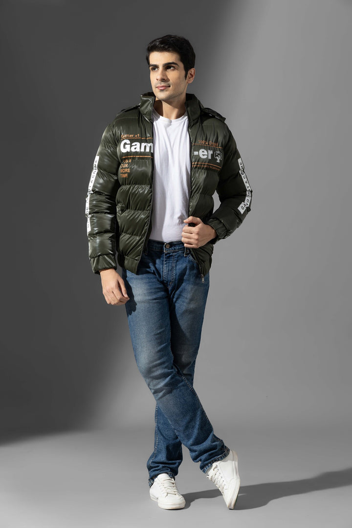 Olive Men Hooded Heavy Winter Jacket