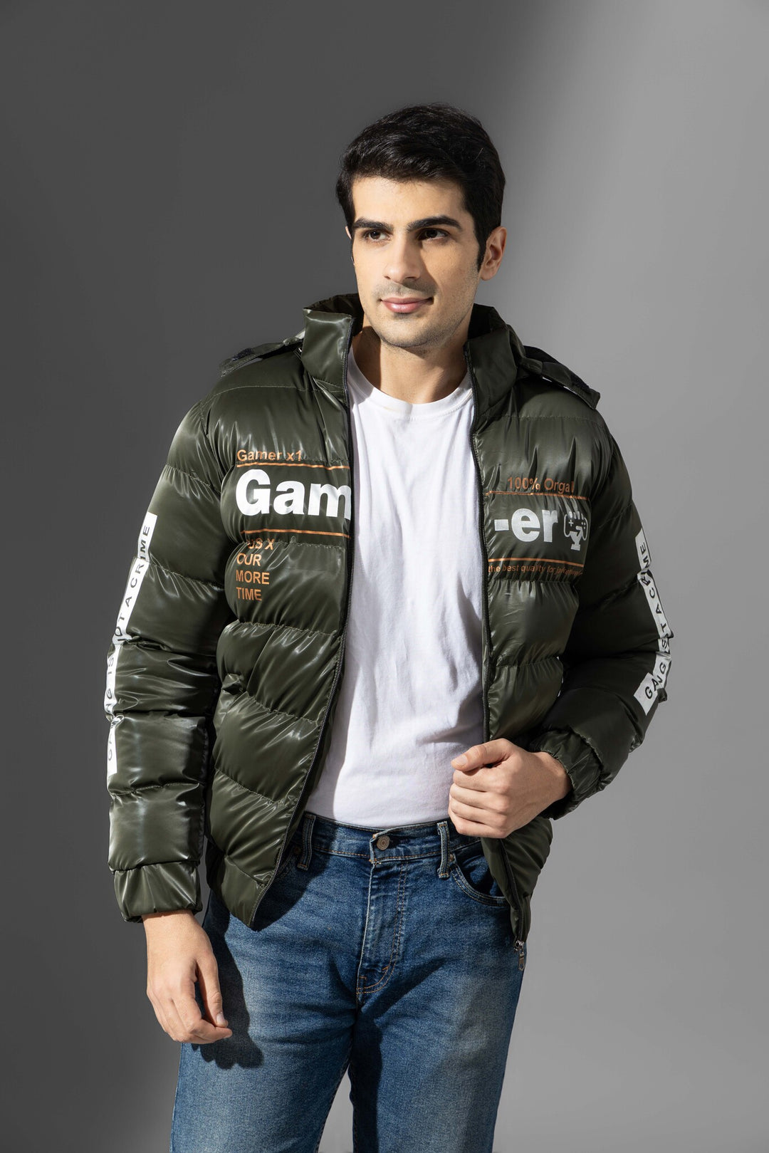 Olive Men Hooded Heavy Winter Jacket