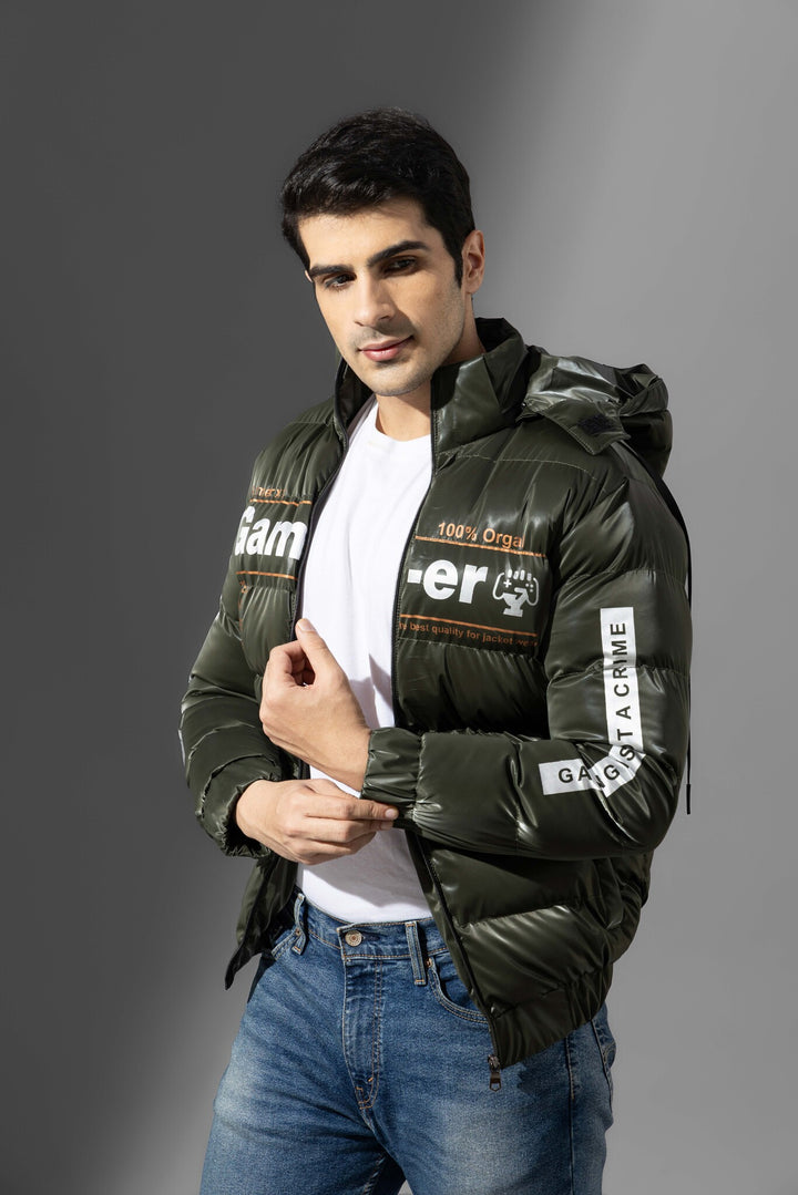 Olive Men Hooded Heavy Winter Jacket