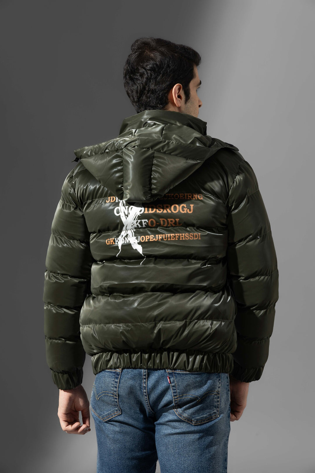 Olive Men Hooded Heavy Winter Jacket