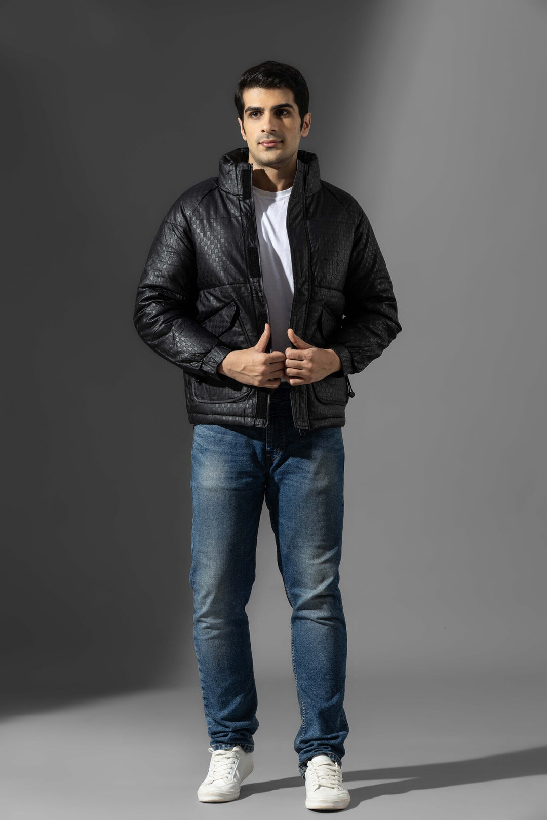 Olive Men High Neck Heavy Winter Jacket