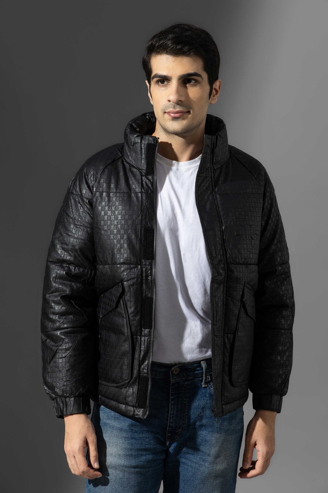 Olive Men High Neck Heavy Winter Jacket