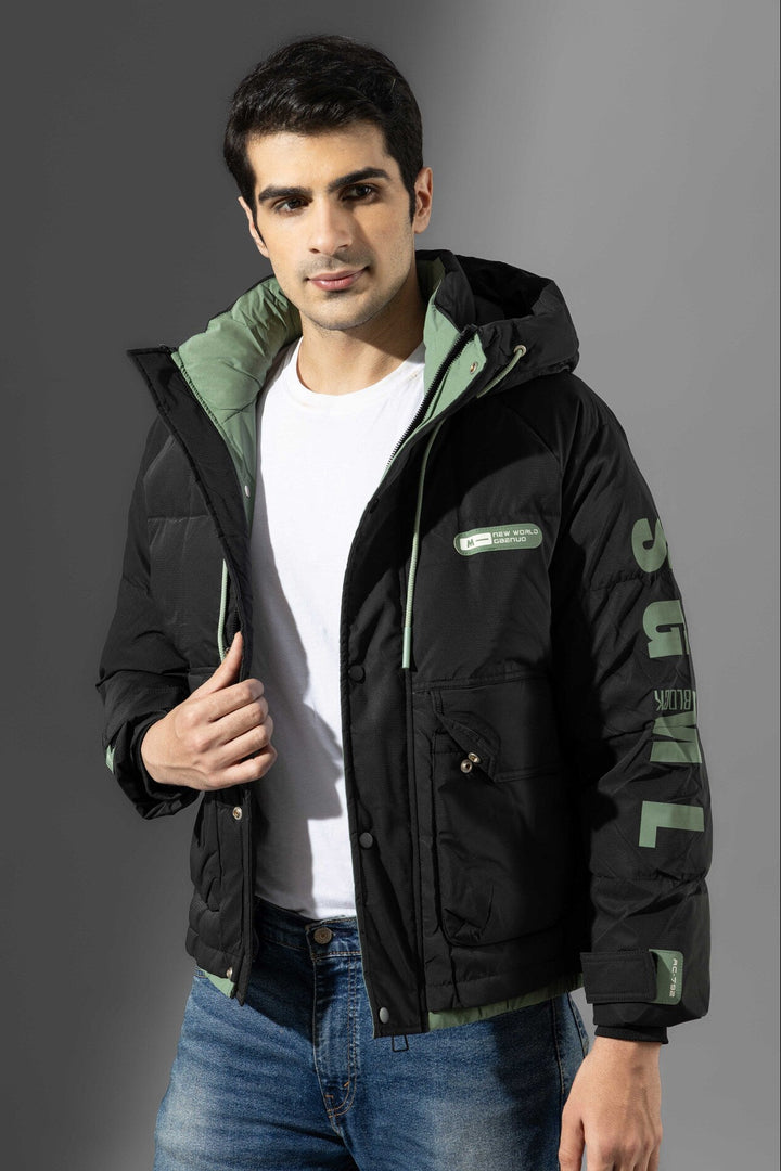 Black Men High Neck Heavy Winter Jacket