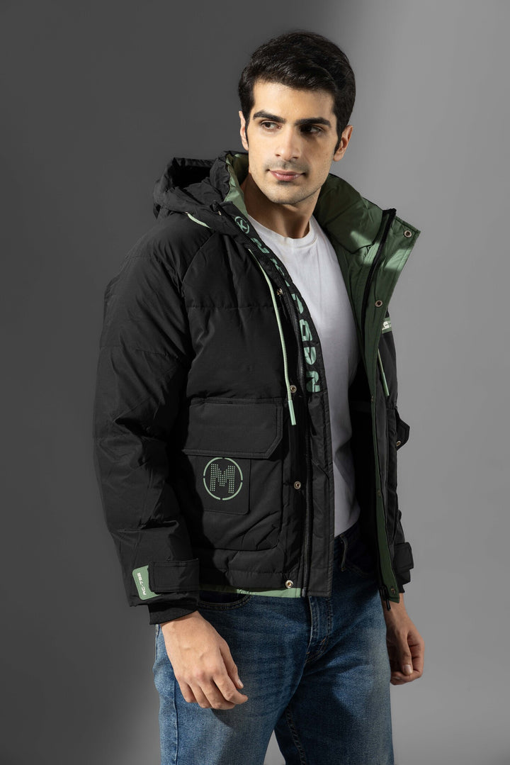 Black Men High Neck Heavy Winter Jacket