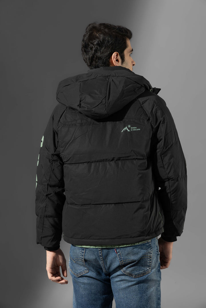 Black Men High Neck Heavy Winter Jacket