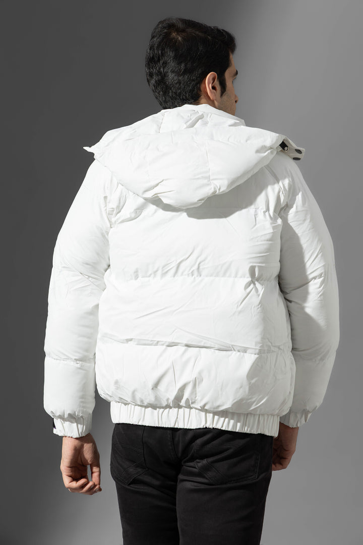 White Hooded Men Heavy Winter Jacket