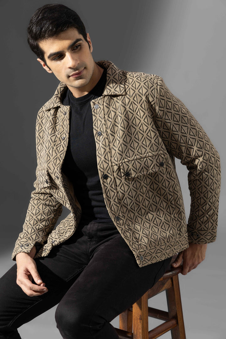 Brown Full Sleeve Men Heavy Winter Jacket