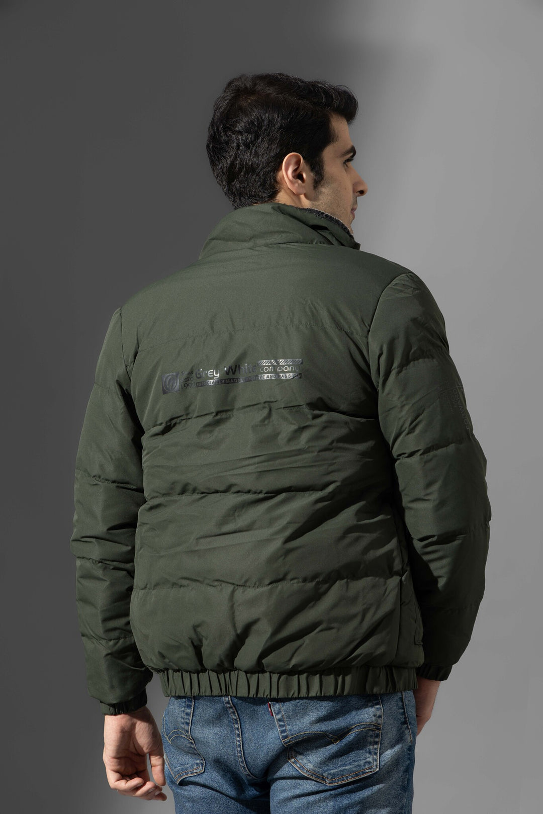 Green High Neck Winter Heavy Jacket