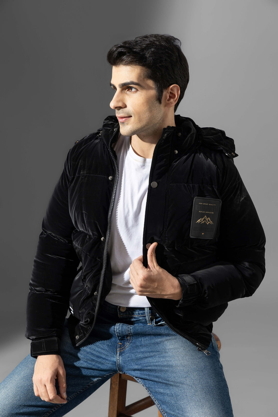Black Full Sleeve Men Heavy Jacket