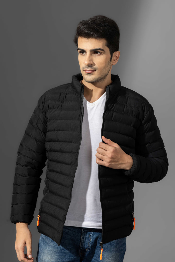 Black Winter Puffer Jacket with detachable hood