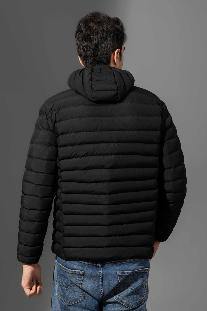 Black Winter Puffer Jacket with detachable hood