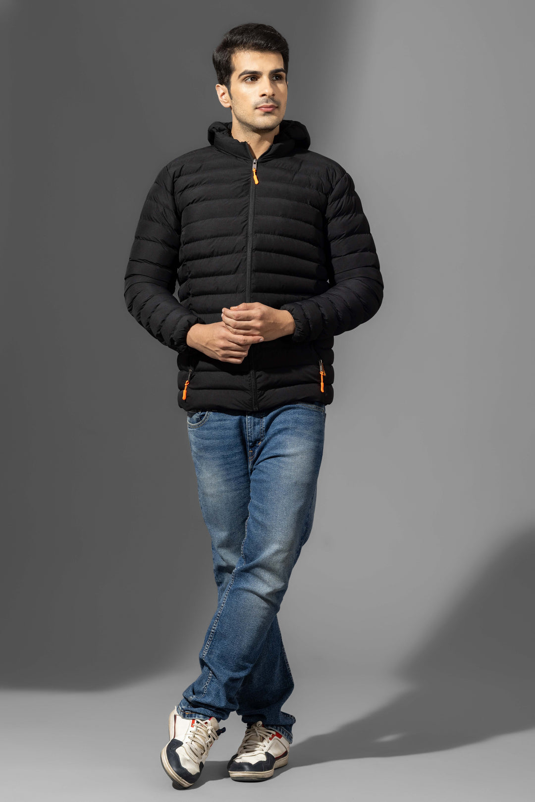Black Winter Puffer Jacket with detachable hood