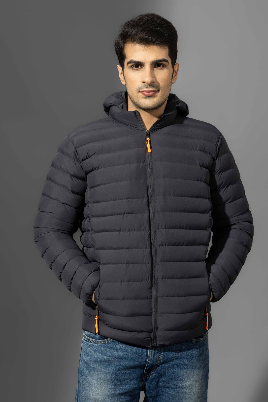 Dark Navy Winter Puffer Jacket with detachable hood