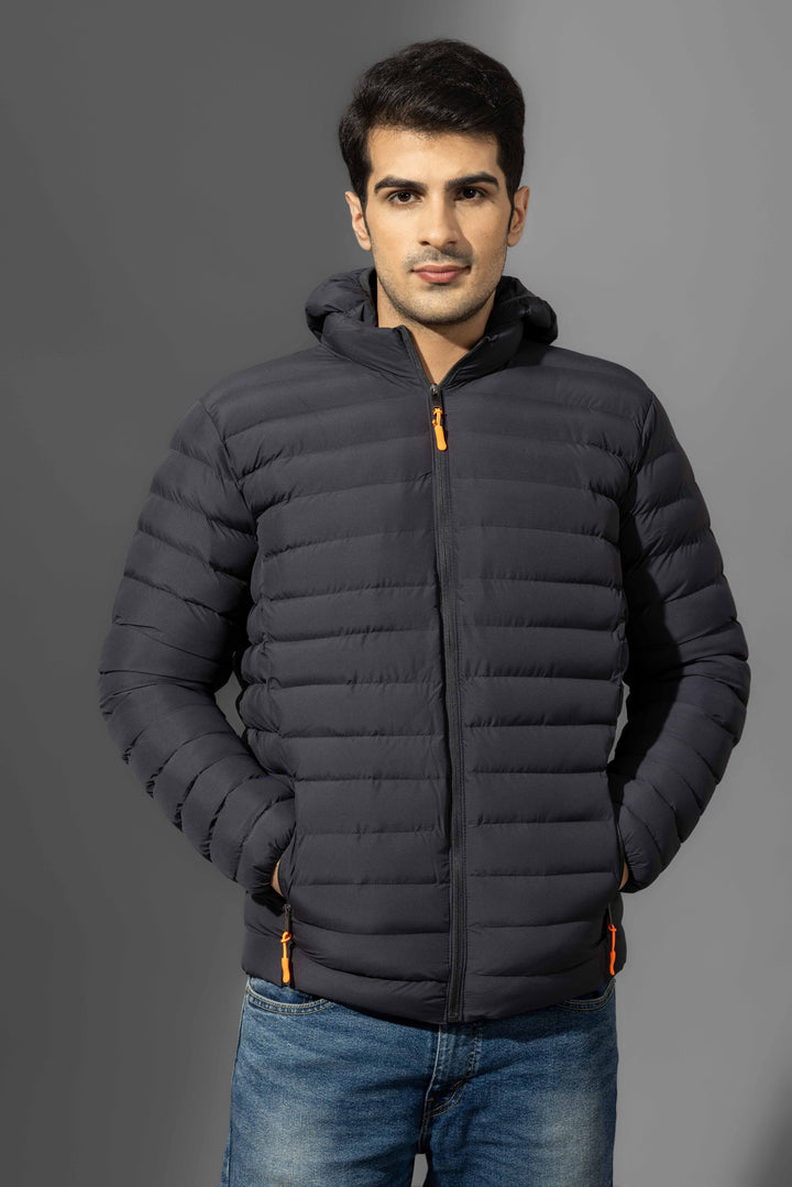 Dark Navy Winter Puffer Jacket with detachable hood