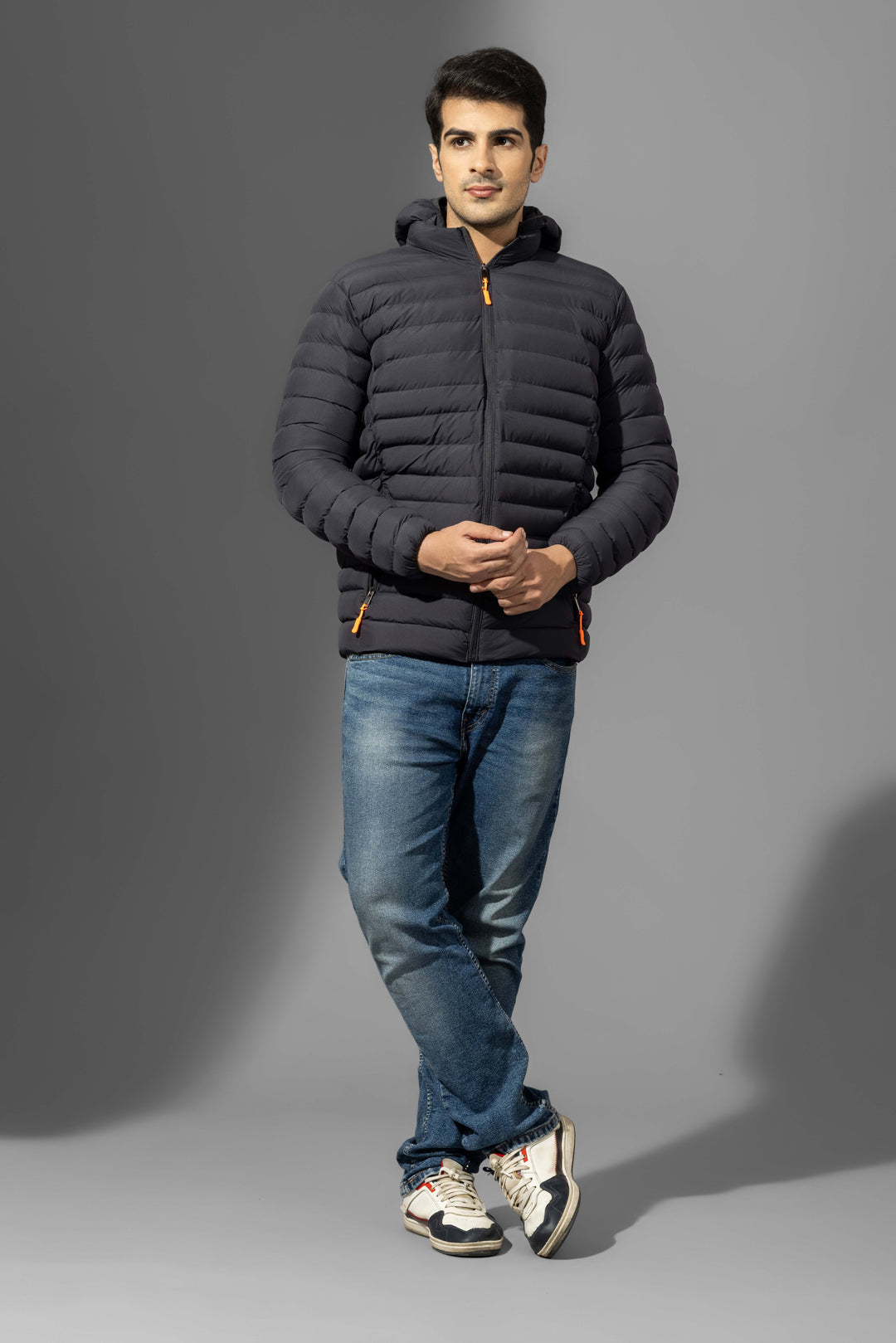 Dark Navy Winter Puffer Jacket with detachable hood