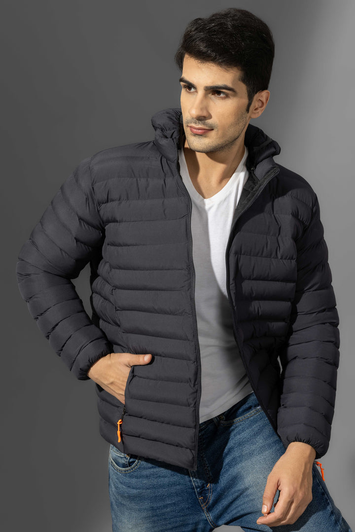 Dark Navy Winter Puffer Jacket with detachable hood