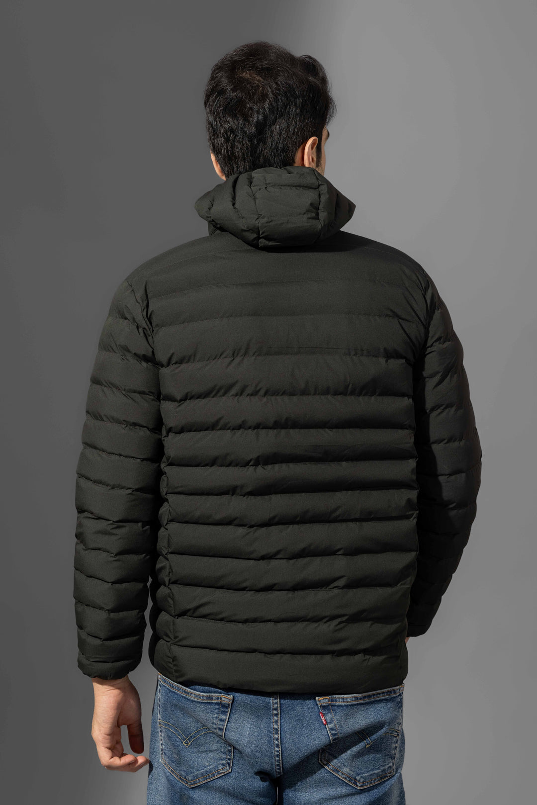 Olive Green Puffer Winter Jacket with Detachable hood