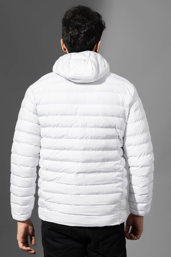 White Winter Puffer Jacket with detachable hood