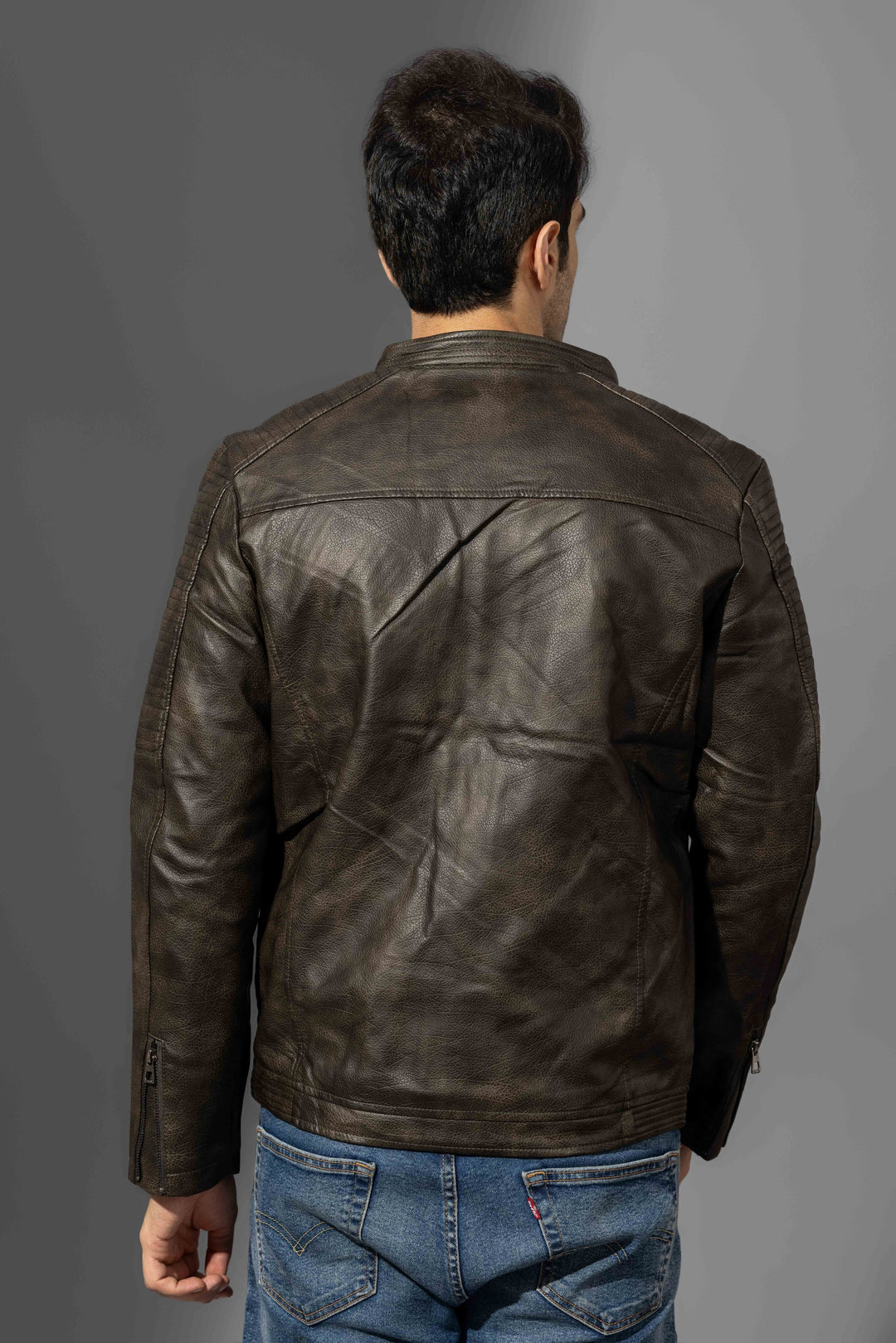 Brown Leather Winter Jacket